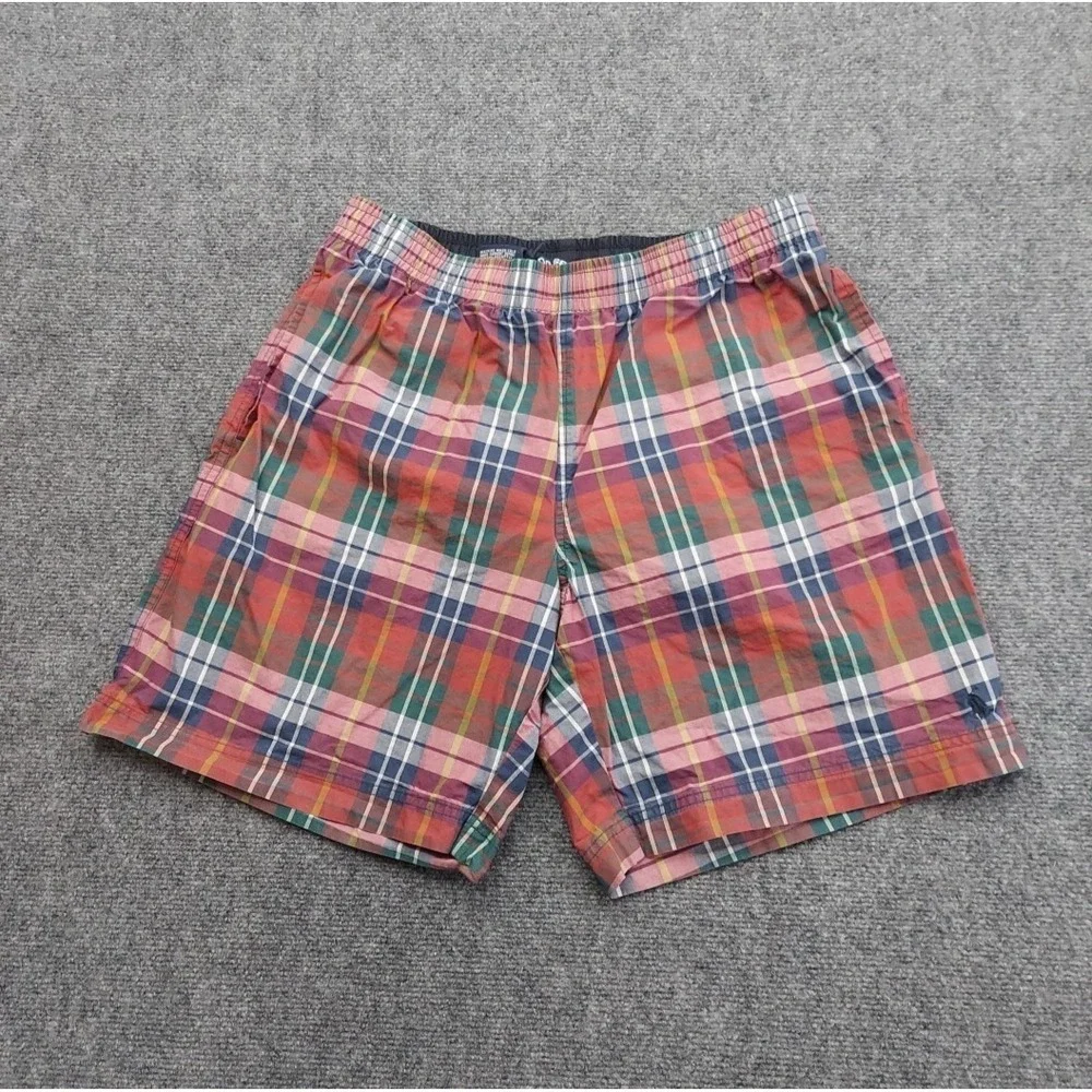 Polo Ralph Lauren Sport Swim trunks Mens Large Red Tartan Plaid Beach Pony